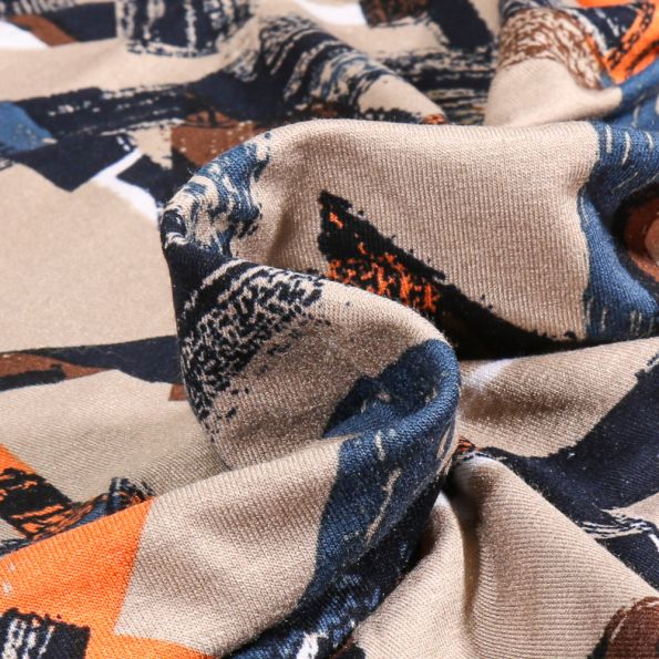 Tissu Jersey Viscose Averi sur fond Beige - Par 10 cm