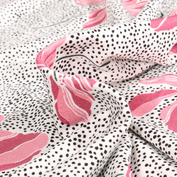 Tissu Jersey Viscose Bianka sur fond Blanc cassé - Par 10 cm