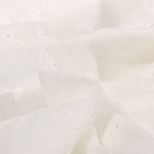 Tissu Broderie anglaise Aleksandra Ecru - Par 10 cm