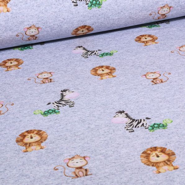 Tissu Softshell Savana crew sur fond Gris clair chiné - Par 10 cm