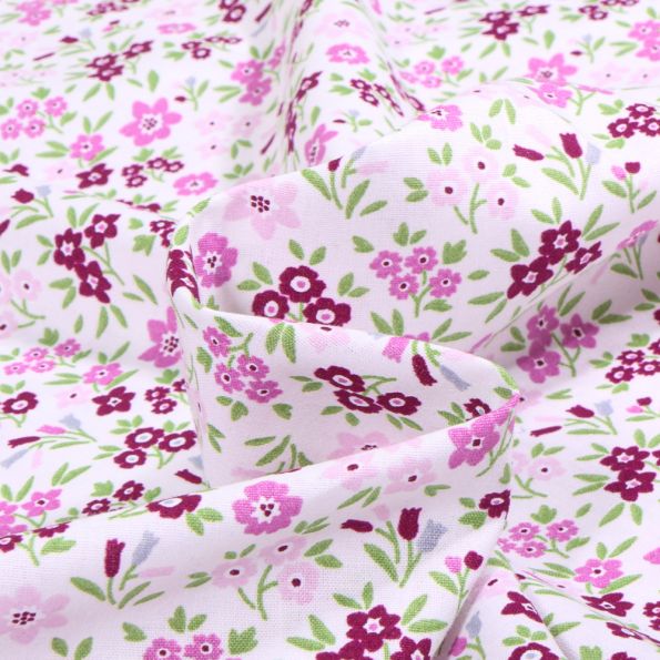 Tissu Coton imprimé Sorell violet sur fond Blanc - Par 10 cm