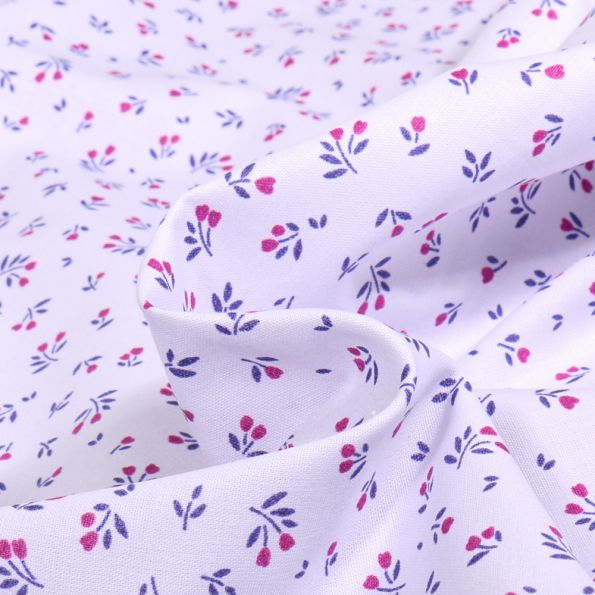 Tissu Coton imprimé Mallory sur fond Gris clair - Par 10 cm