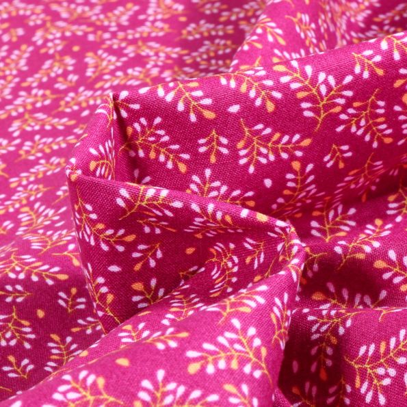 Tissu Coton imprimé Annily sur fond Rose - Par 10 cm