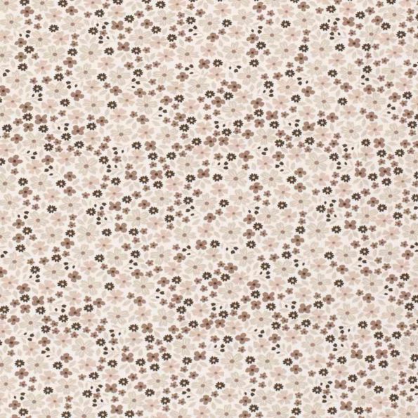 Tissu Jersey stretch fleurs Floriane sur fond Blanc - Par 10 cm