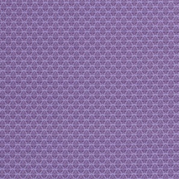 Tissu Coton imprimé Maria sur fond Violet - Par 10 cm