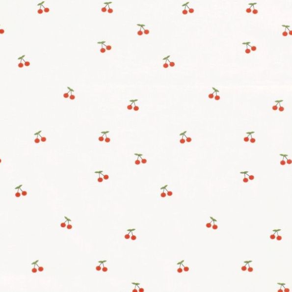 Tissu Coton imprimé Cerises Lia sur fond Blanc - Par 10 cm