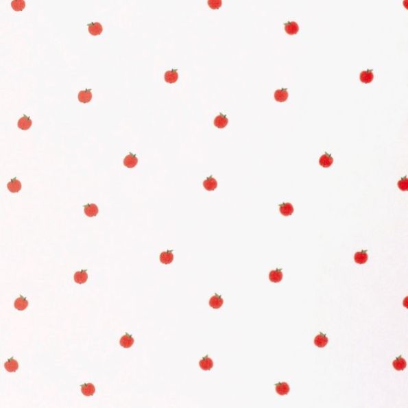 Tissu Coton imprimé Pommes rouges sur fond Blanc - Par 10 cm