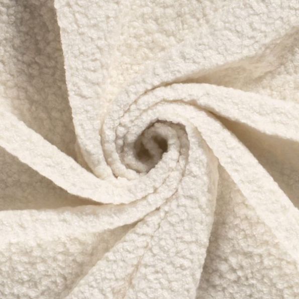 Coupon Tissu Lainage bouclette uni Ecru - Coupon de 200 cm