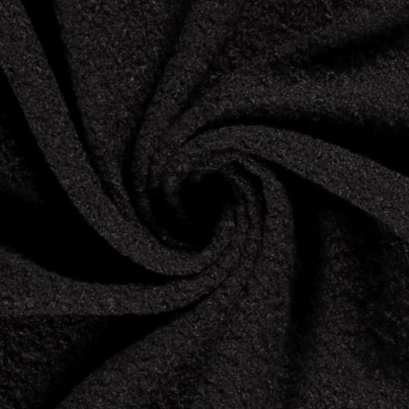 Coupon Tissu Fausse fourrure Bouclette Daphné uni Noir - Coupon de 50 cm