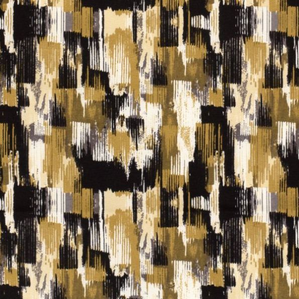 Tissu Crêpe stretch Otton abtraits sur fond Noir - Par 10 cm