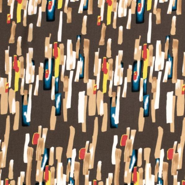 Tissu Viscose imprimé Hermine abstraits sur fond Taupe - Par 10 cm