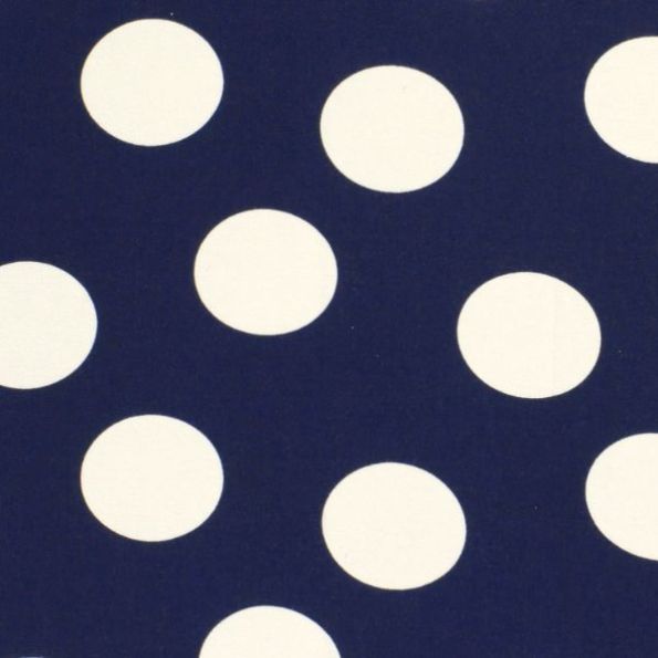 Tissu Jersey Viscose  Asta pois blancs sur fond Bleu marine - Par 10 cm
