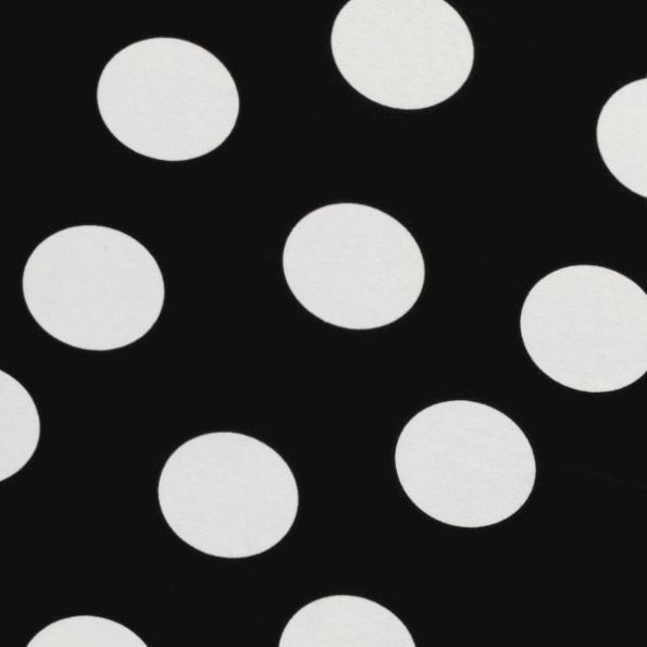 Tissu Jersey Viscose  Asta pois blancs sur fond Noir - Par 10 cm