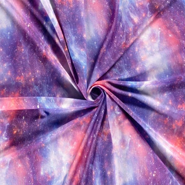 Tissu Jersey Sportswear Constella sur fond Violet - Par 10 cm