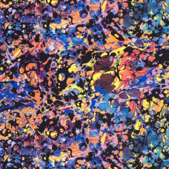 Tissu Jersey Sportswear digital Iman sur fond Noir - Par 10 cm