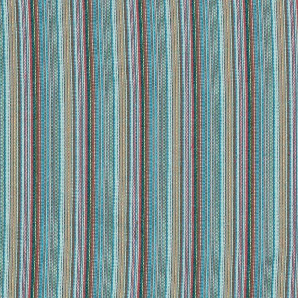 Tissu Jacquard Mexicain Rayé sur fond Bleu canard - Par 10 cm