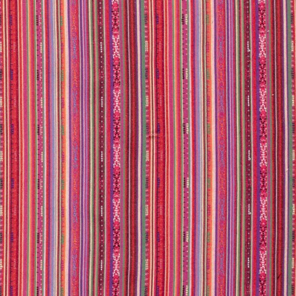 Tissu Jacquard Mexicain Rayé sur fond Rose fuchsia - Par 10 cm