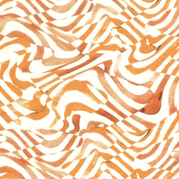 Tissu Polyviscose Orange sur fond Blanc - Par 10 cm