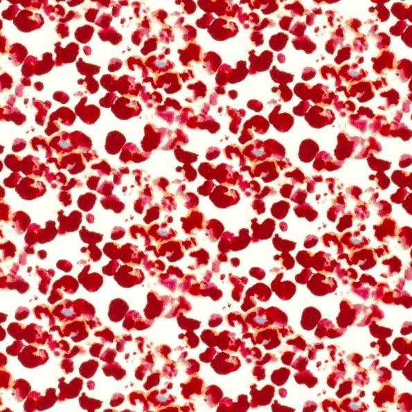 Tissu Popeline de Viscose Grenade Rouge sur fond Blanc - Par 10 cm