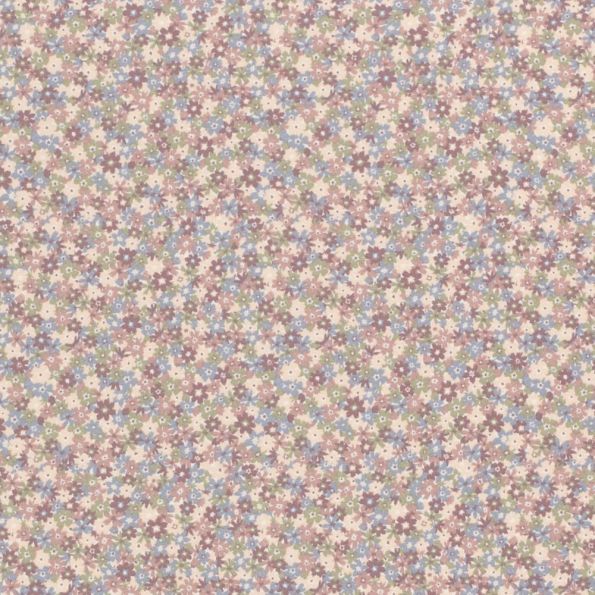 Tissu Jersey Coton Fleurs Louna rose sur fond Ecru - Par 10 cm