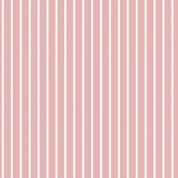 Tissu Popeline de Coton Rayures blanches sur fond Vieux rose - Par 10 cm