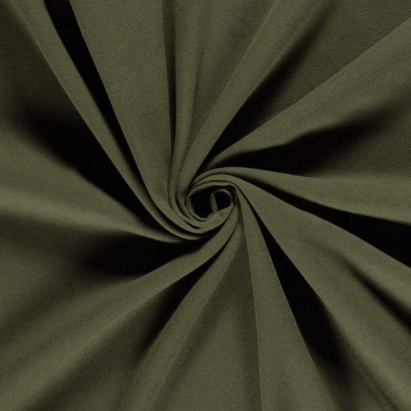 Tissu Drap de manteau Coeur de Laine uni  Vert kaki - Par 10 cm