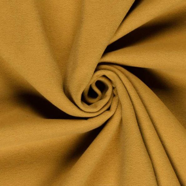 Tissu Drap de manteau  Coeur de Laine uni Ocre - Par 10 cm
