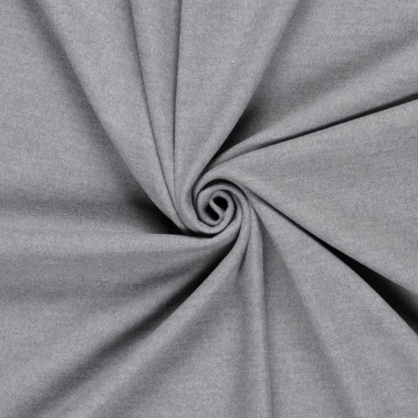 Tissu Drap de manteau  Cœur de Laine uni Gris - Par 10 cm