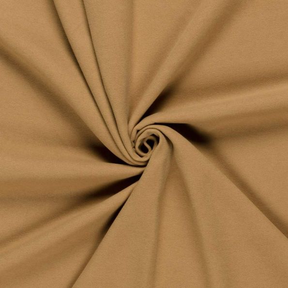 Tissu Drap de manteau  Cœur de Laine uni Camel - Par 10 cm