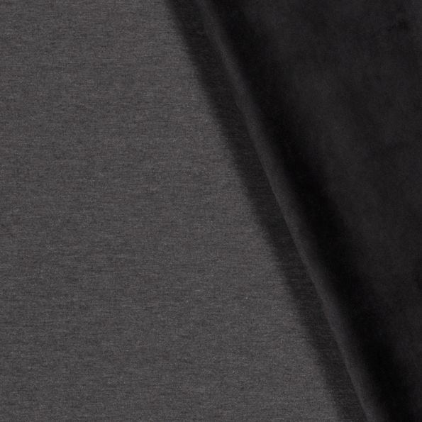 Tissu Jersey Polyviscose envers velours tout doux Noir - Par 10 cm