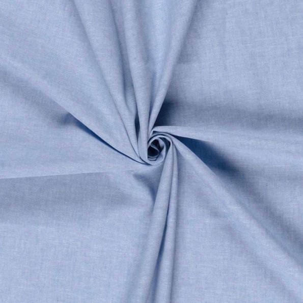 Tissu Lin et coton uni Verona Bleu clair - Par 10 cm