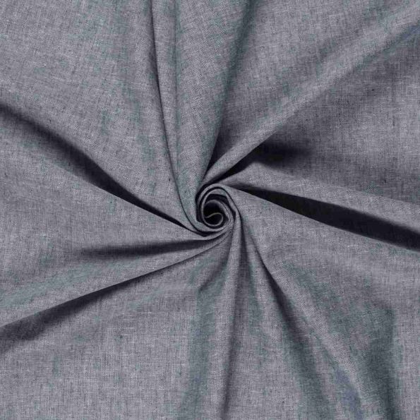 Tissu Lin et coton uni Verona Bleu marine - Par 10 cm