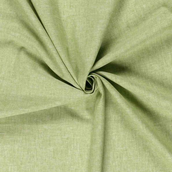 Tissu Lin et coton uni Verona Vert citron - Par 10 cm