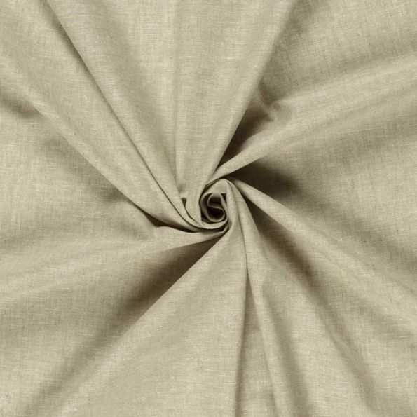 Tissu Lin et coton uni Verona Vert olive - Par 10 cm