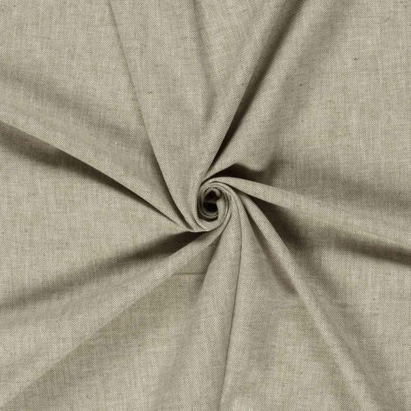 Tissu Chambray Lin Coton Chevrons Vert kaki clair - Par 10 cm