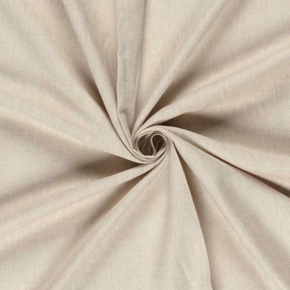 Tissu Chambray Lin Coton Chevrons Ecru - Par 10 cm