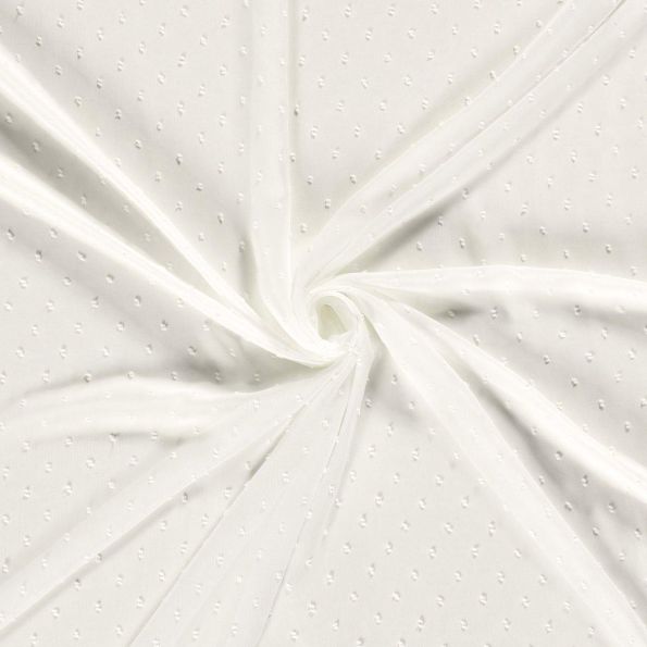 Tissu Mousseline Plumetis Rema sur fond Blanc - Par 10 cm