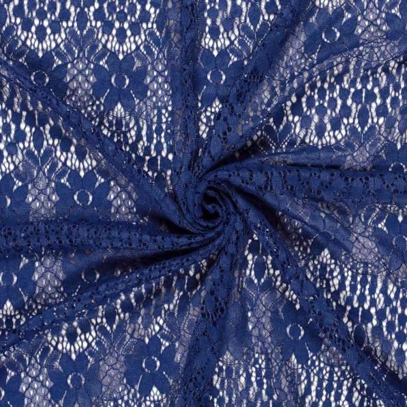 Tissu Dentelle Coton mélangé uni Bleu roi - Par 10 cm