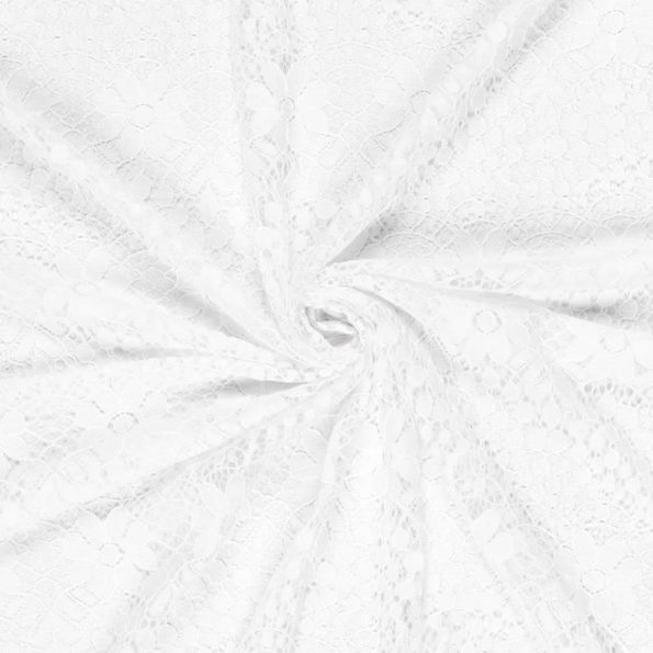 Tissu Dentelle Coton mélangé uni Blanc - Par 10 cm
