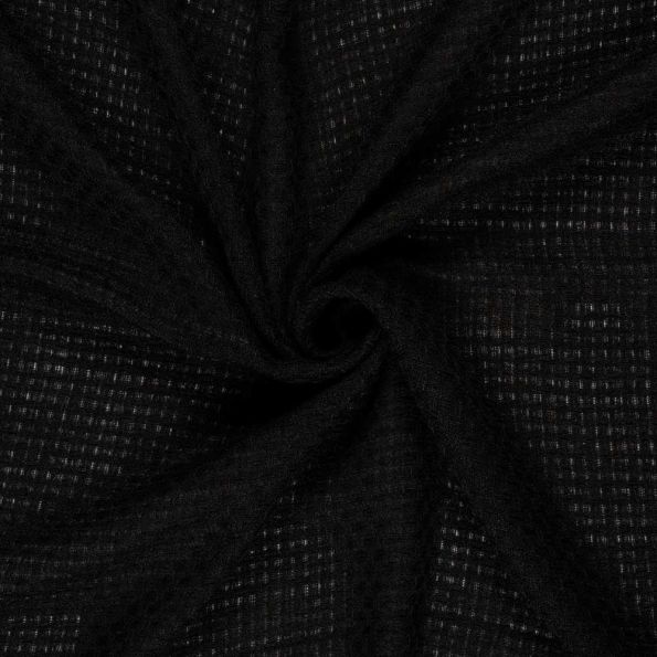 Tissu Tweed Charlotte uni Noir - Par 10 cm