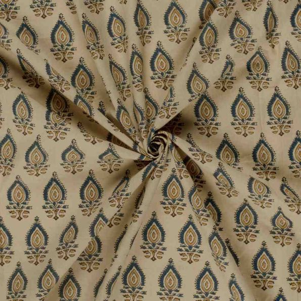 Tissu voile de coton imprimé Orvieto Géométriques sur fond Beige - Par 10 cm