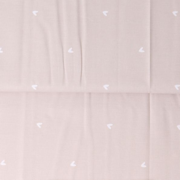 Tissu Popeline de Coton cœurs Anna sur fond Beige sable - Par 10 cm