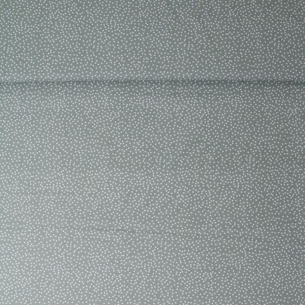 Tissu Popeline de Coton  pois Yena sur fond Vert kaki clair - Par 10 cm