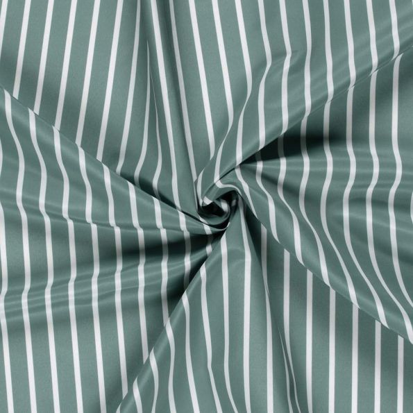 Tissu Short de bain déperlant recyclé Rayé blanc sur fond Bleu acier - Par 10 cm