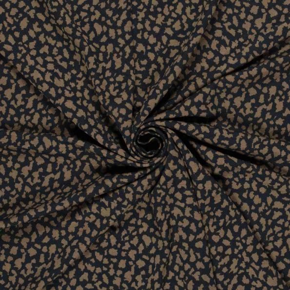 Tissu Crêpe de Viscose Séléné moucheté Camel sur fond Noir - Par 10 cm