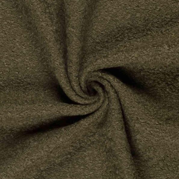 Tissu  Bouclette Astrid Uni Vert olive - Par 10 cm