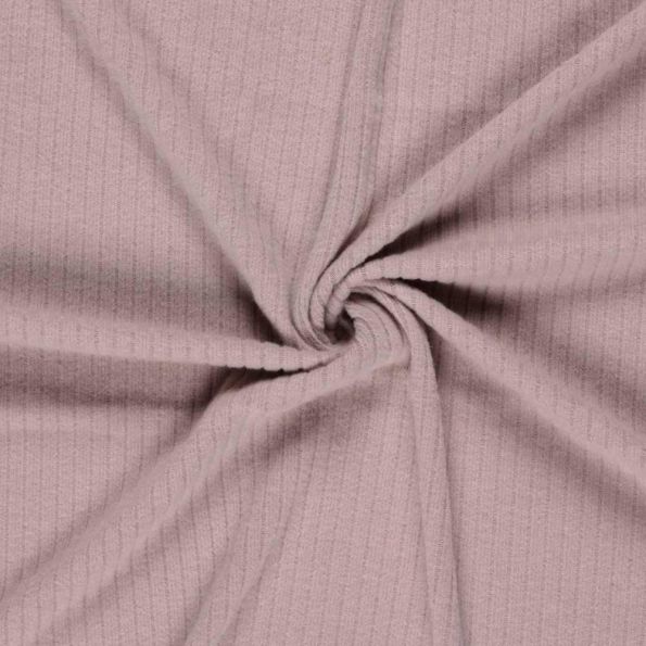 Tissu Jersey cotêlé uni Isandra Vieux rose - Par 10 cm