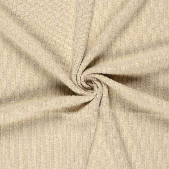 Tissu Jersey cotêlé uni Isandra Beige - Par 10 cm