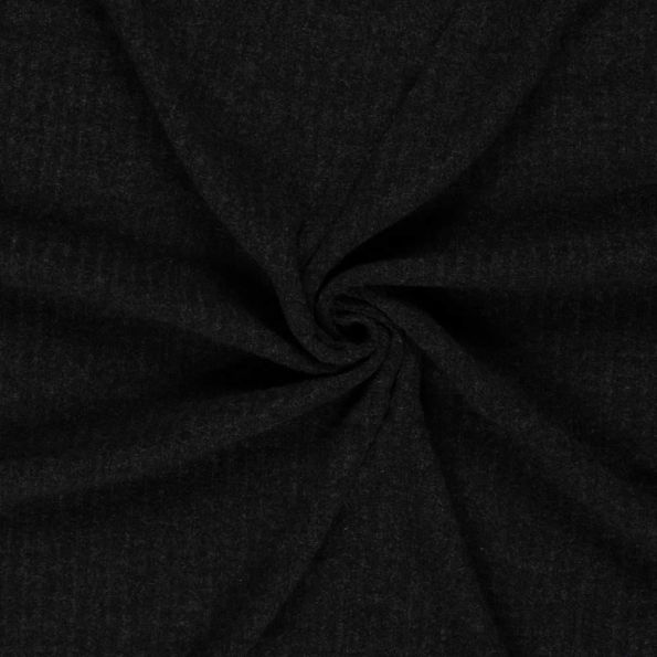 Tissu Jersey cotêlé uni Isandra Noir - Par 10 cm