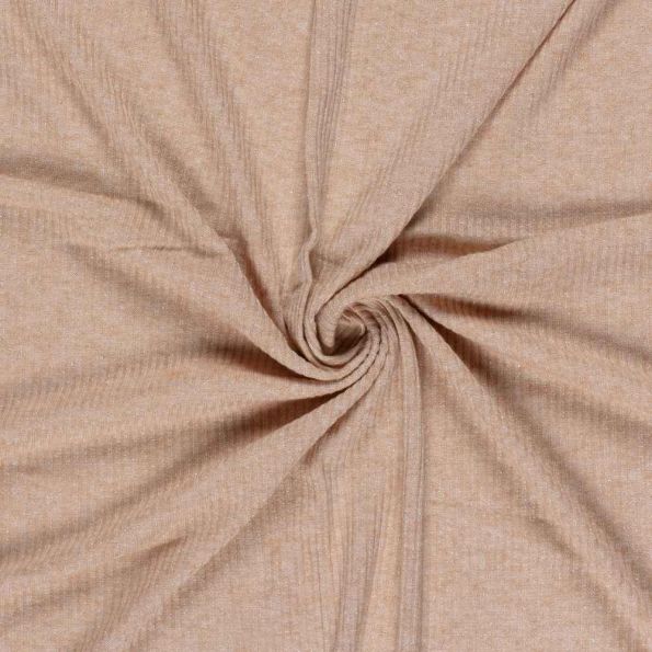 Tissu Maille côtelé Céliane uni pailleté Rose - Par 10 cm